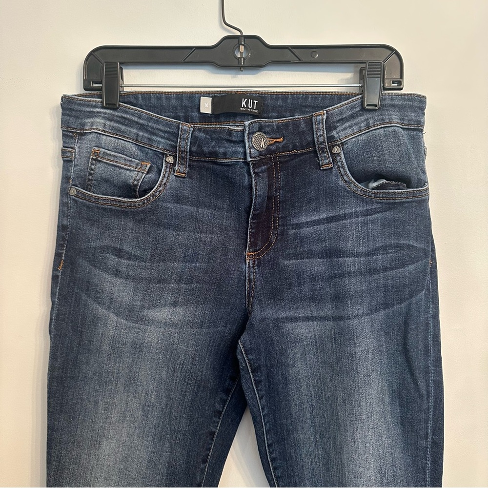Kut from the Kloth Women’s Dark Blue Wash Skinny Jeans Distressed Grunge Denim